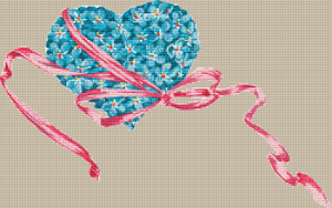 Blue Flower Heart - Pattern and Print