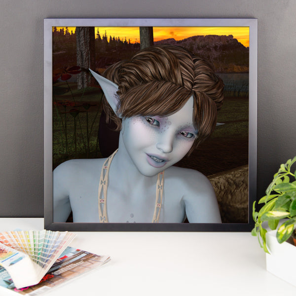 Blue Fae Framed Photo Paper Poster - Pattern and Print
