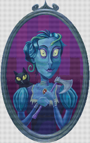 Blue Lady Portrait - Pattern and Print