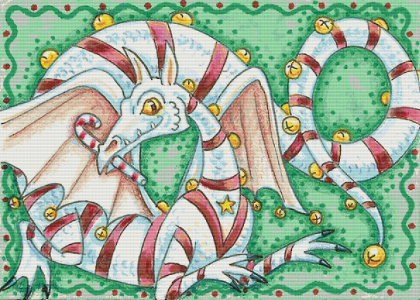Candy Cane Dragon - Pattern and Print