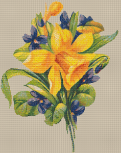 Daffodil And Violets - Pattern and Print
