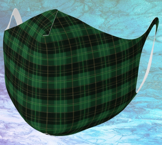 Green Plaid Double Knit Mask