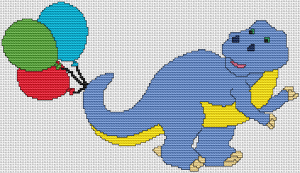 Dino with Balloons - Pattern and Print