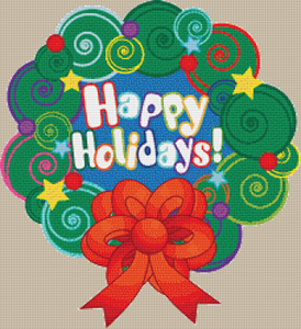 Happy Holidays Wreath - Pattern and Print