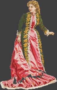 Lady in Pink and Green Gown - Pattern and Print