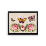 Butterflies and Roses Framed Photo Paper Poster - Pattern and Print