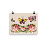 Butterflies and Roses Photo Paper Poster - Pattern and Print