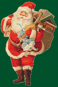 Santa with a Blue Doll - Pattern and Print