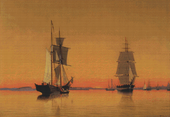 Ships In Boston Harbor At Twilight