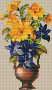Vintage Blue and Yellow Flowers
