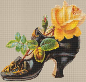 Vintage Yellow Rose in a Shoe - Pattern and Print